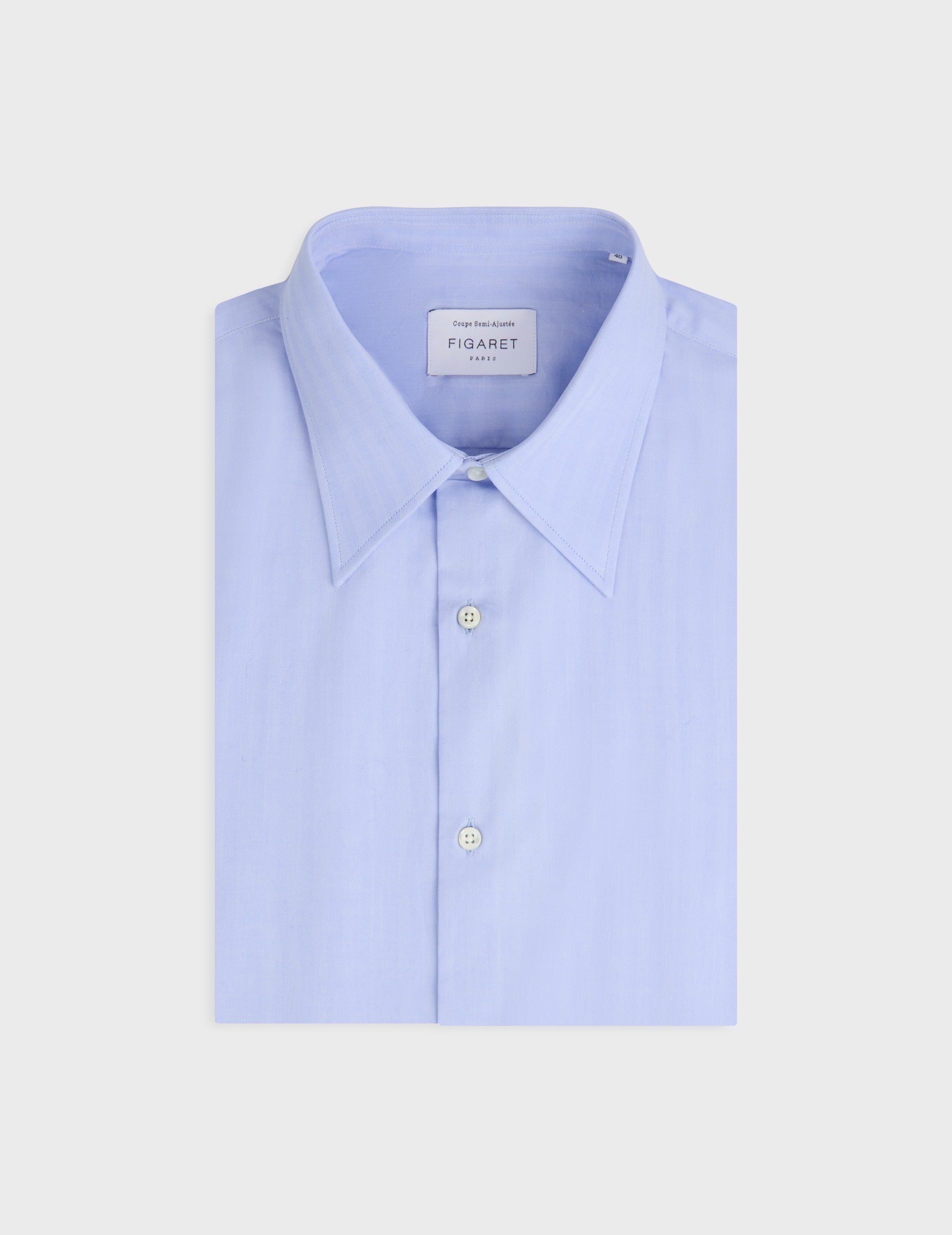 Semi-fitted blue shirt - Chevron - Majestic Collar