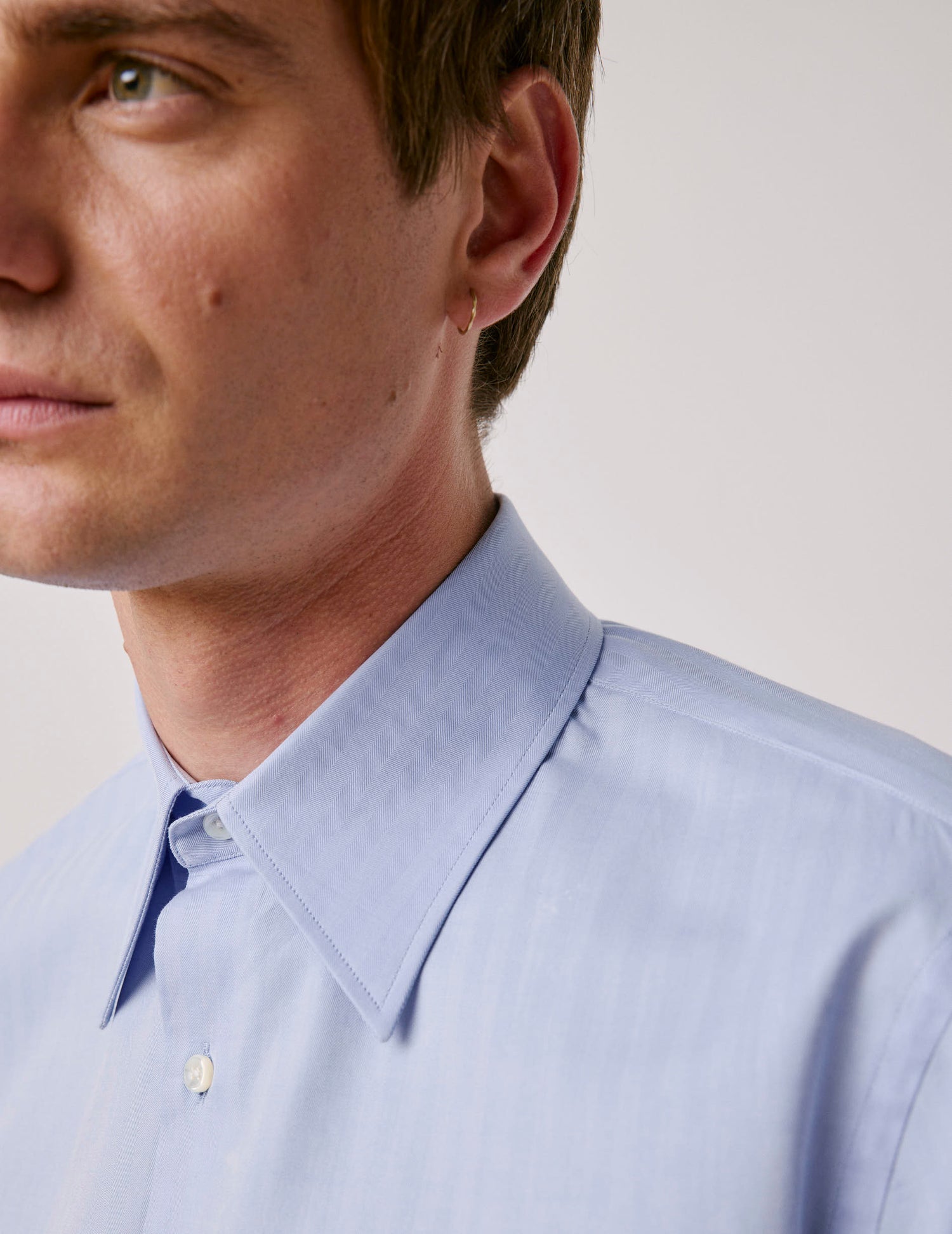 Semi-fitted blue shirt - Chevron - Majestic Collar#4