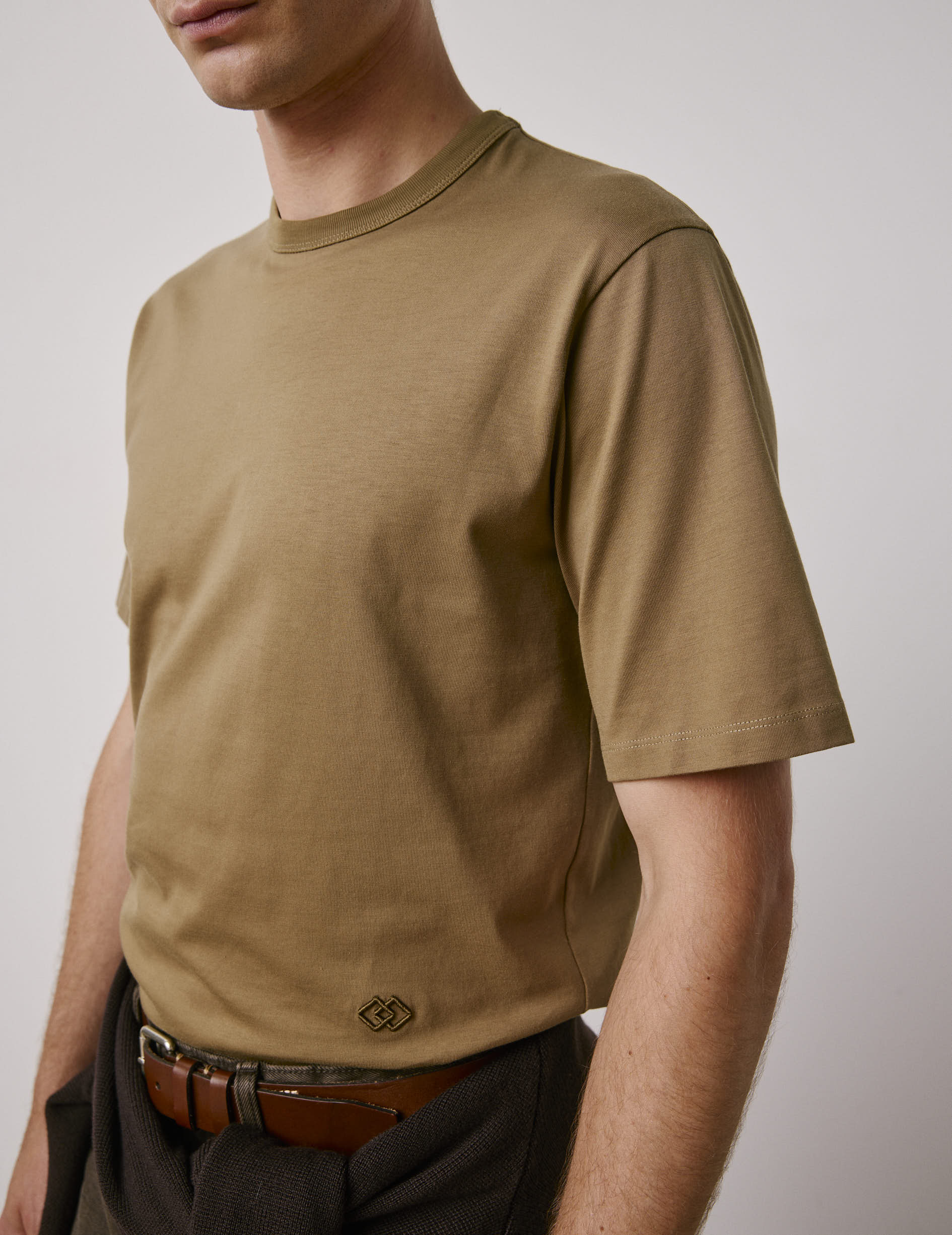 Khaki Supima cotton Marcel T-shirt