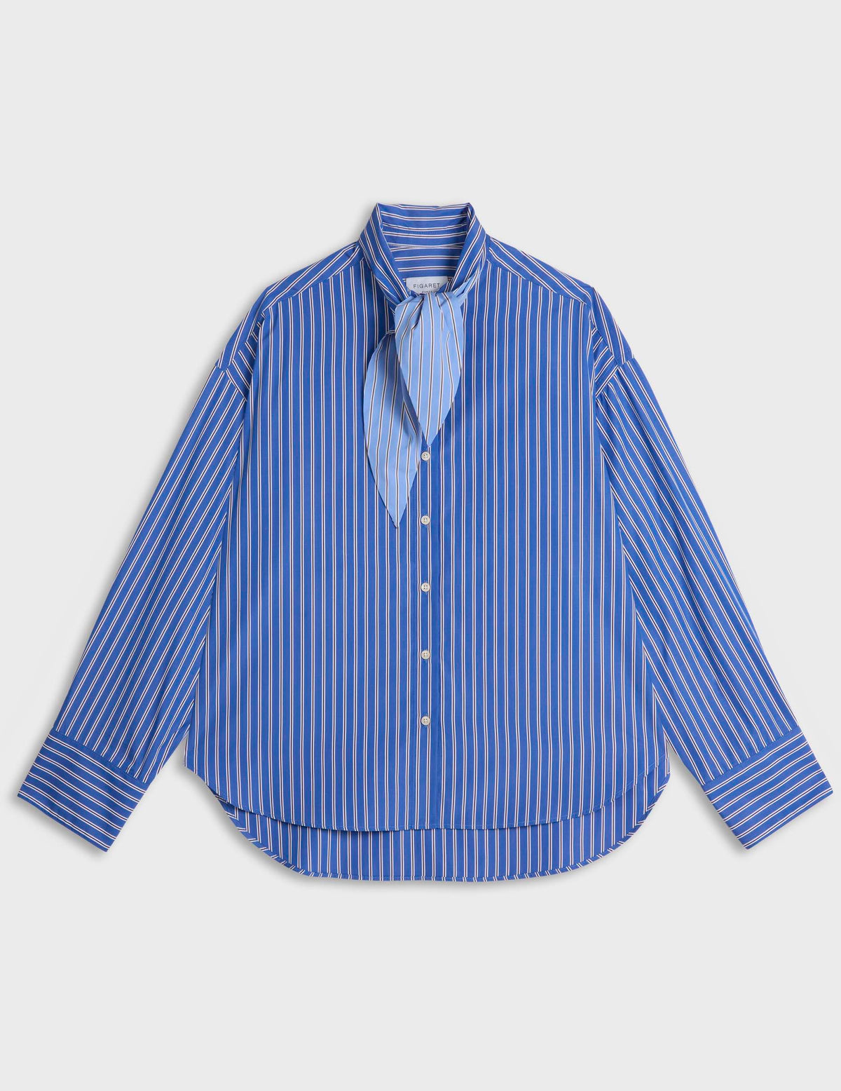 Blue striped Margaux shirt - Poplin - Cravat Collar#4