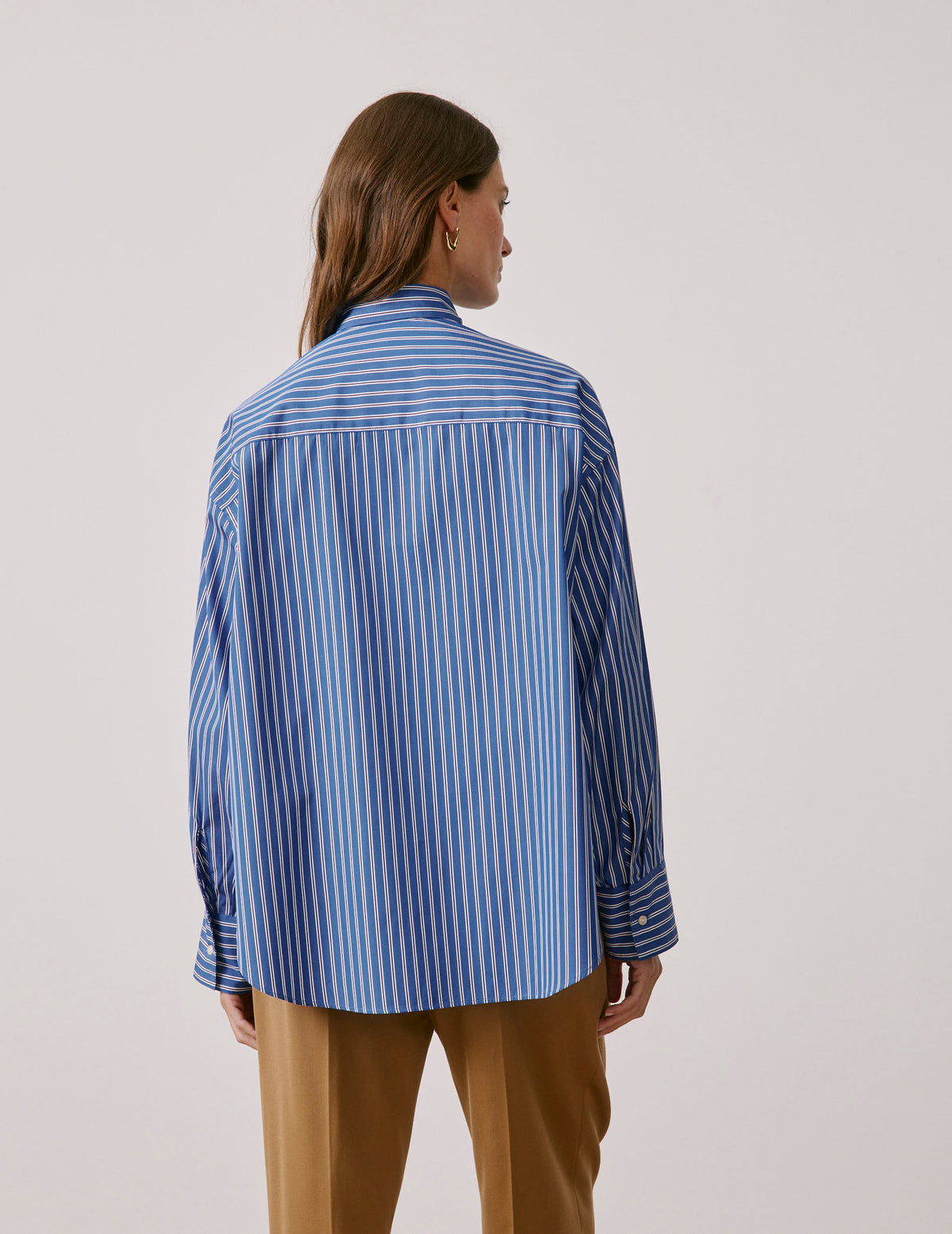 Blue striped Margaux shirt - Poplin - Cravat Collar