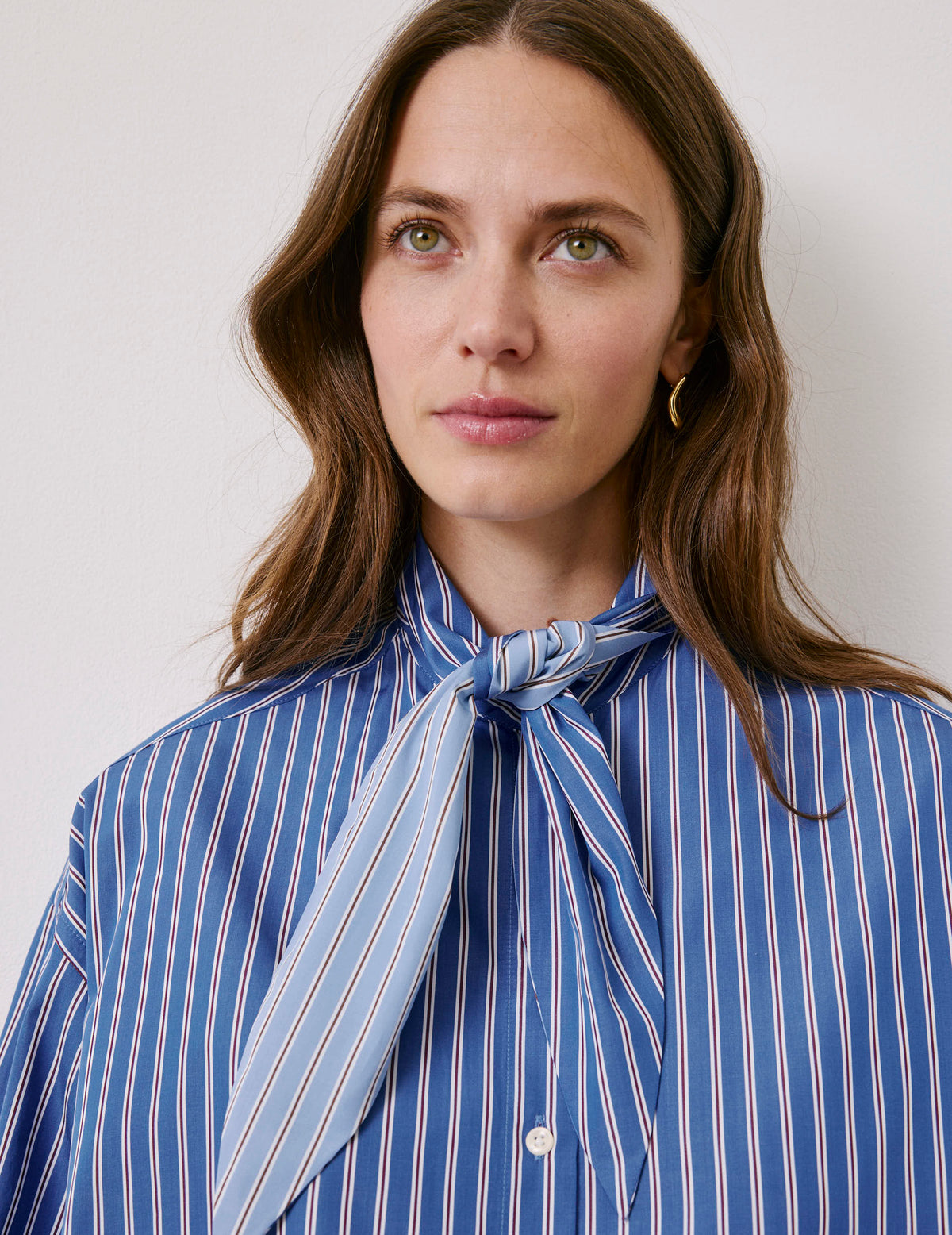 Blue striped Margaux shirt - Poplin - Cravat Collar#2