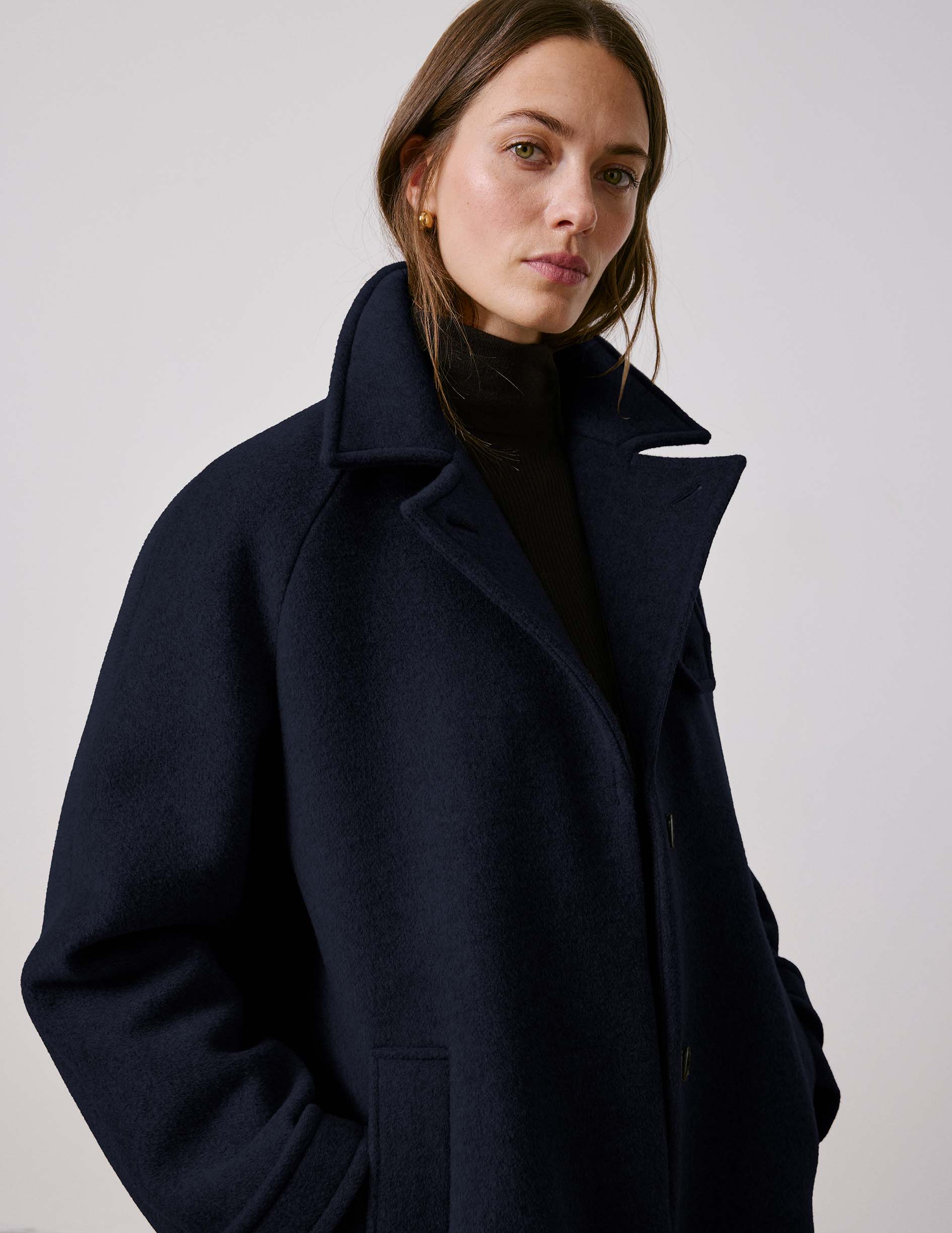 Navy wool Marielle coat