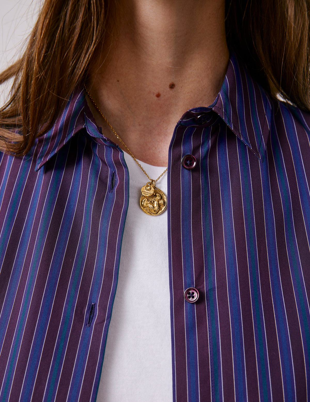 Purple striped Marion shirt - Poplin - Shirt Collar