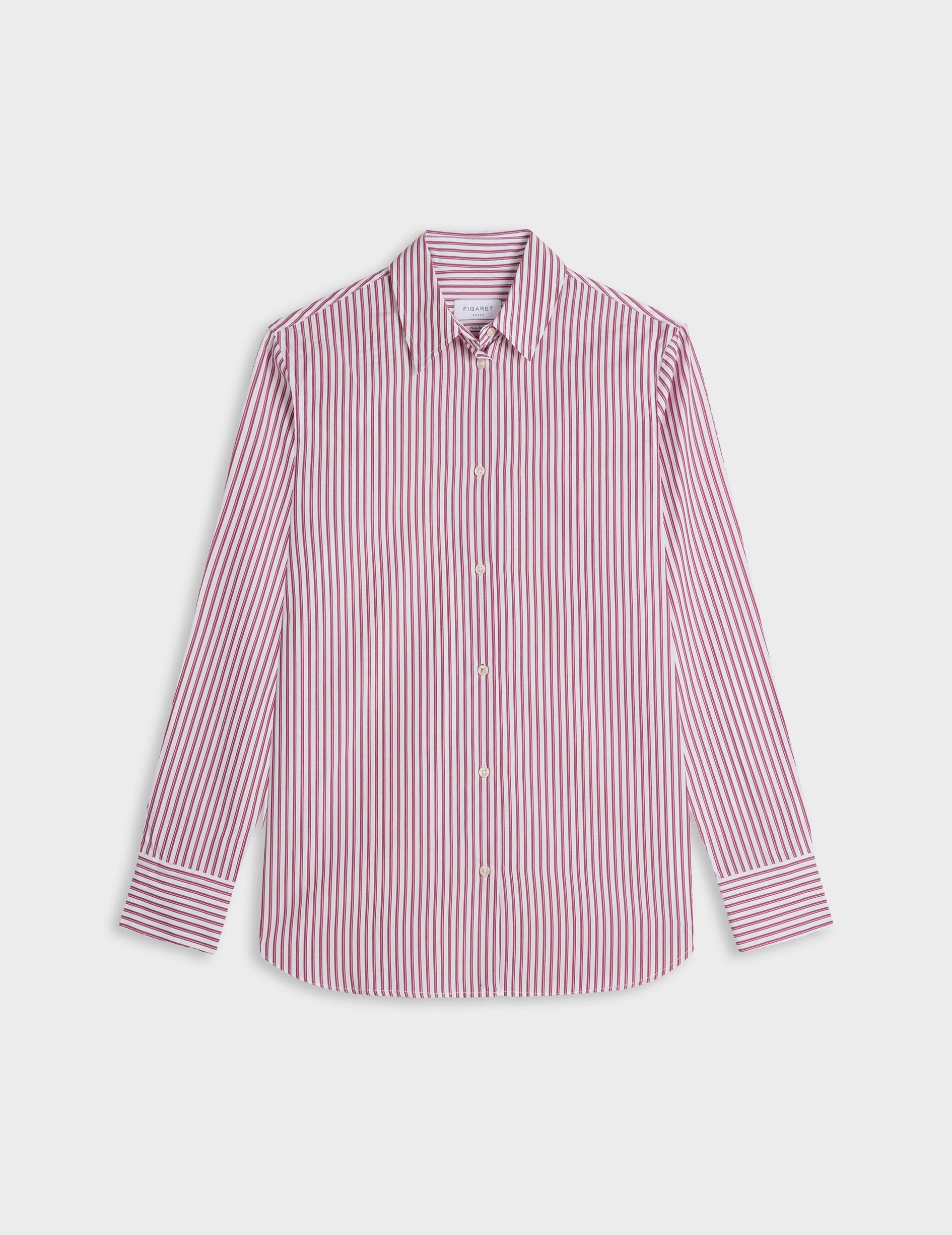 Red striped Marion shirt - Poplin - Shirt Collar