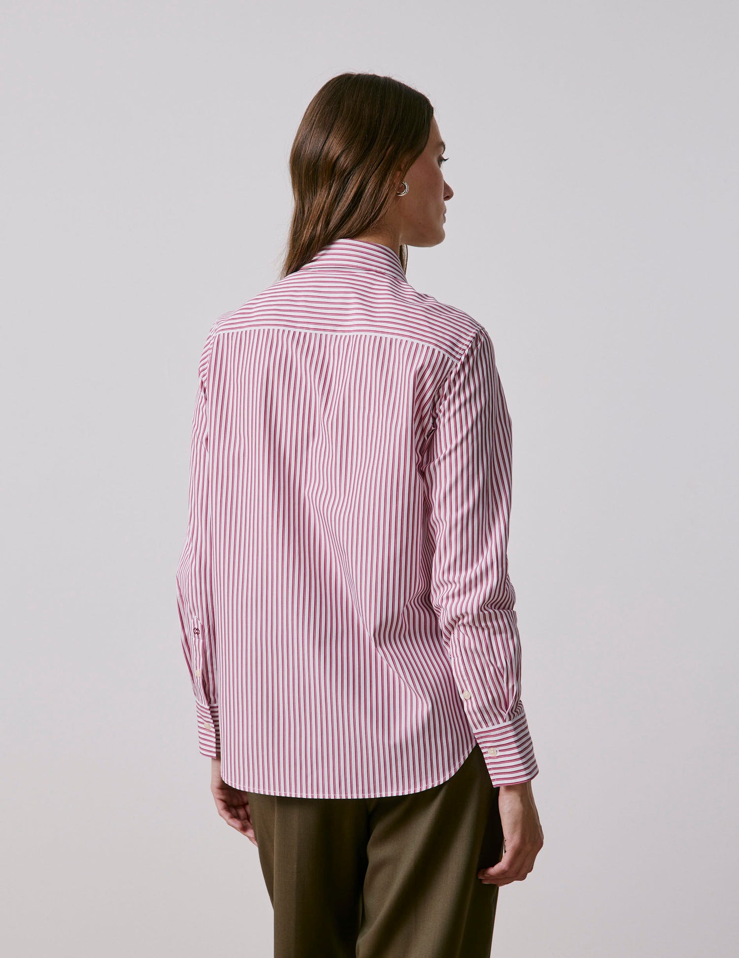 Red striped Marion shirt - Poplin - Shirt Collar#2
