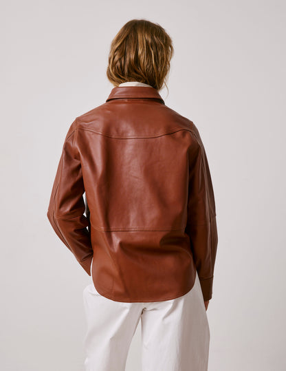 Camel leather Marylou overshirt