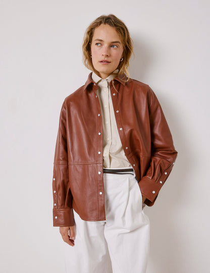 Camel leather Marylou overshirt