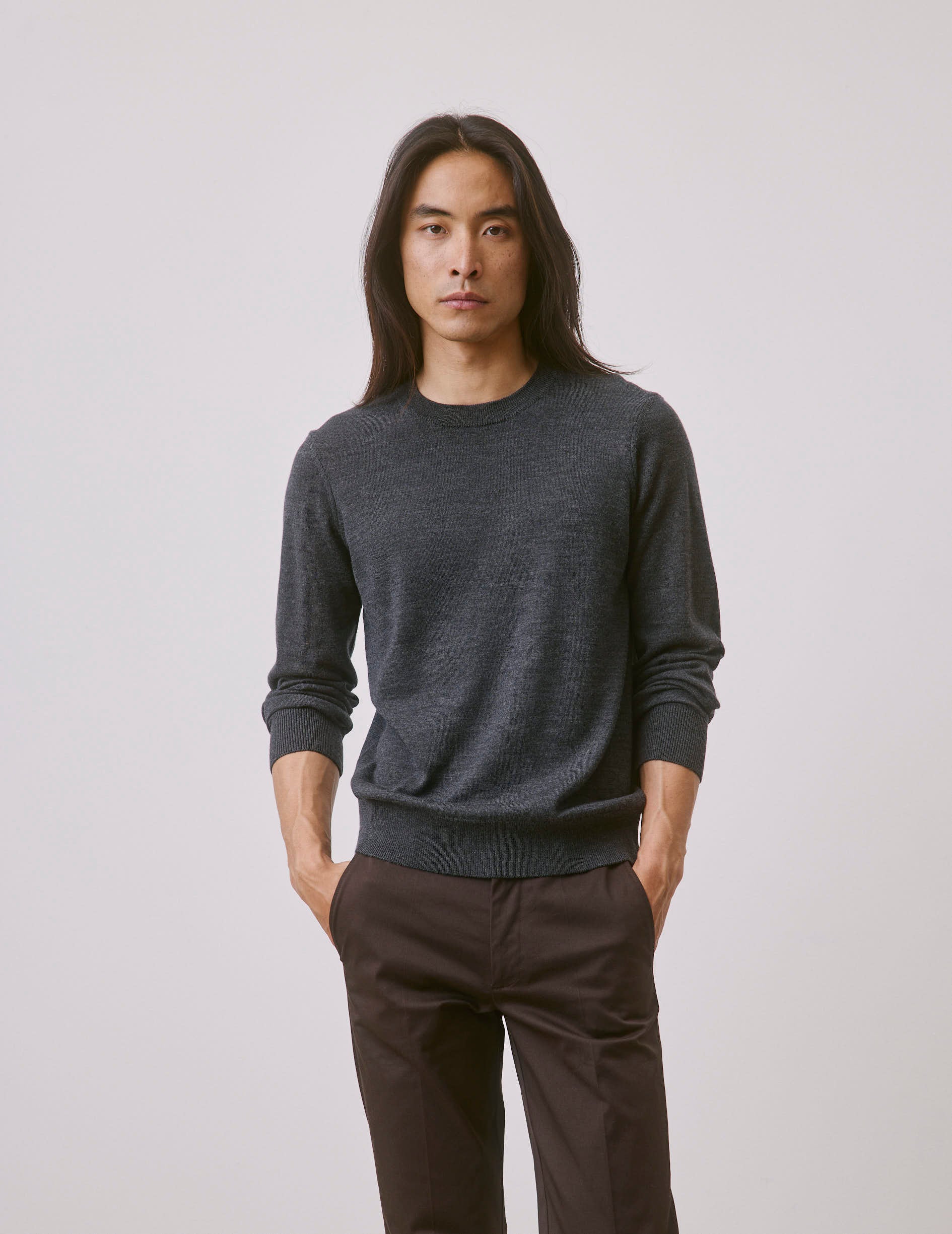 Grey merino wool Massimo sweater