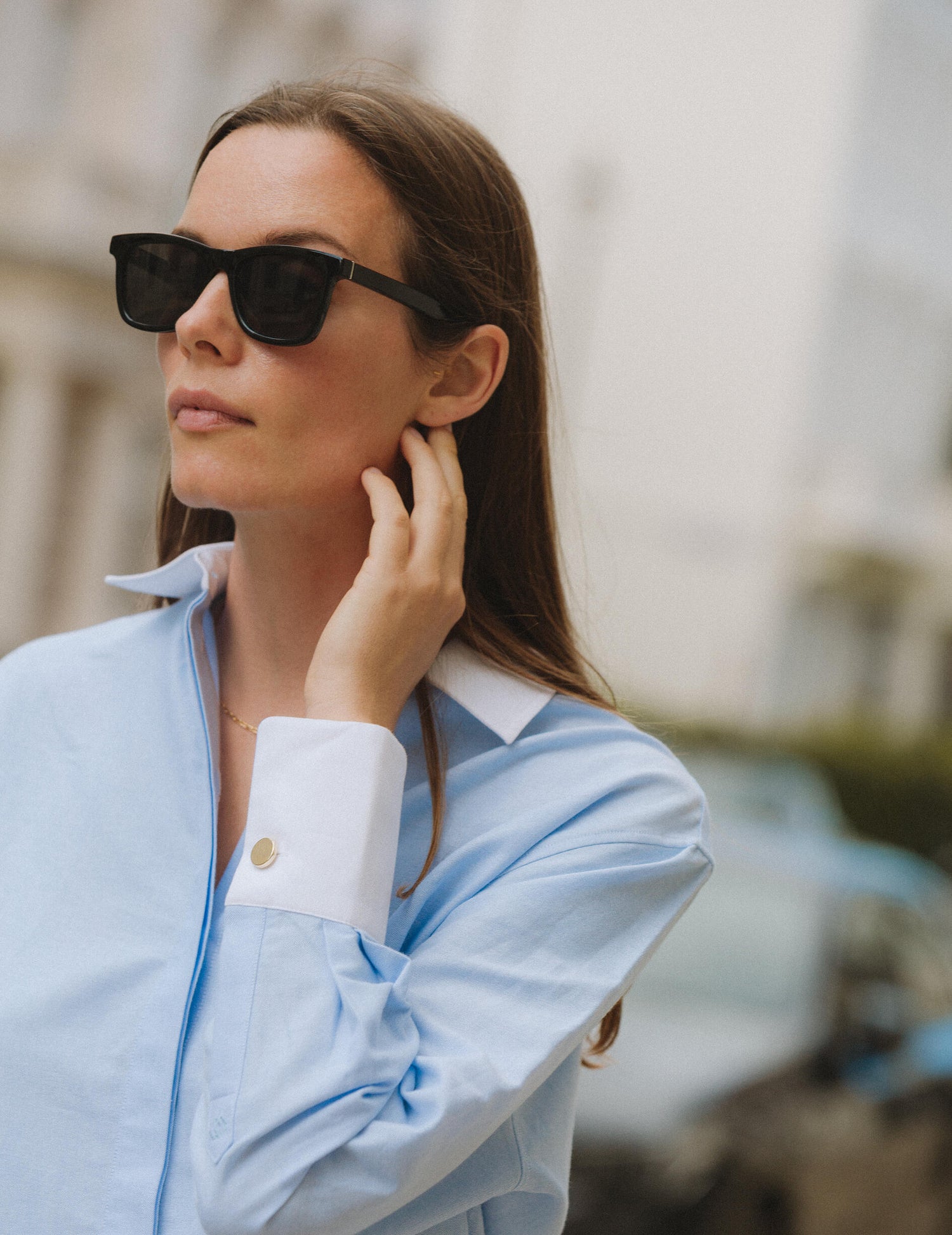 Blue Mathéa shirt - Oxford - Shirt Collar#2