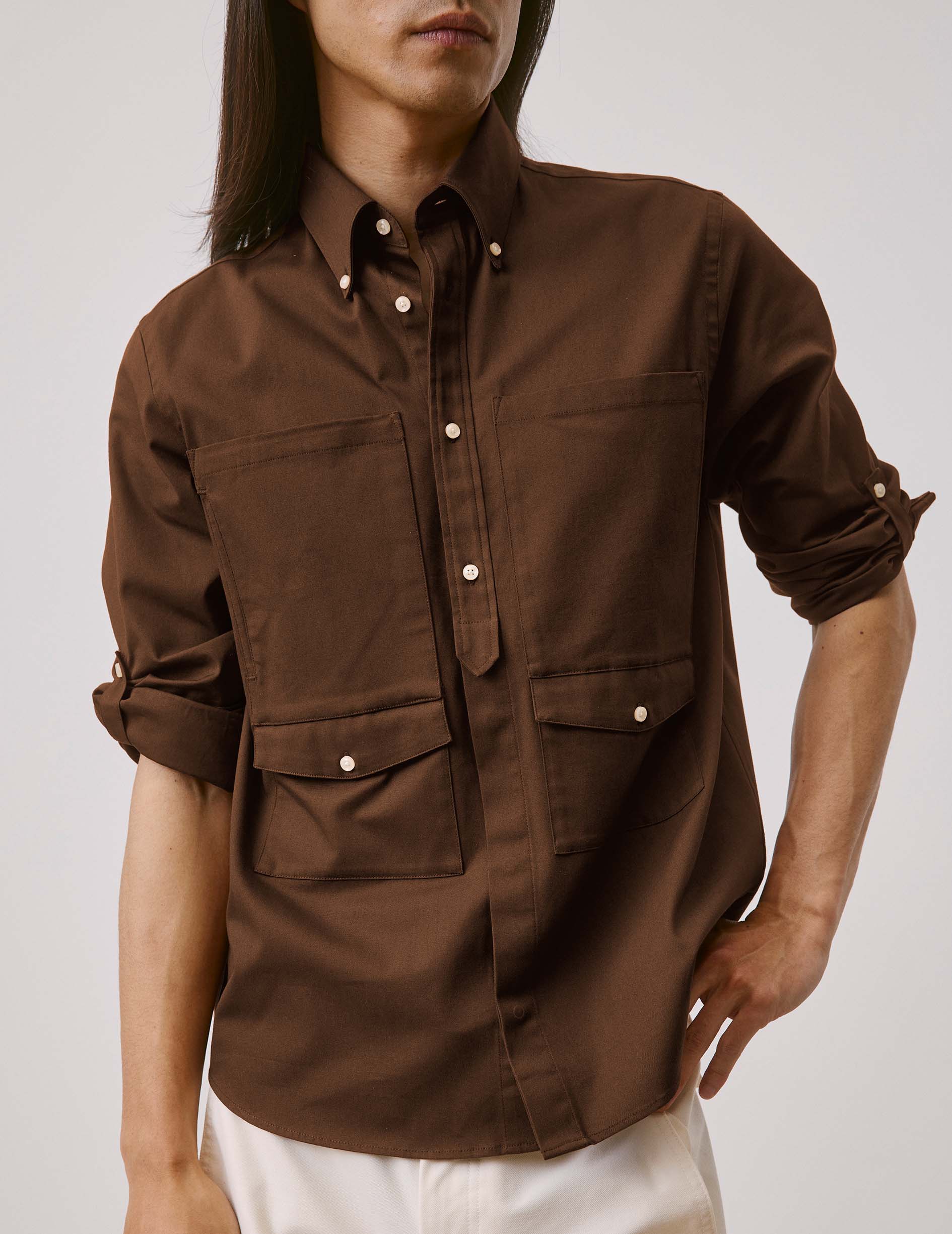 Matheo brown shirt - Ottoman - Prodigious buttoned Collar