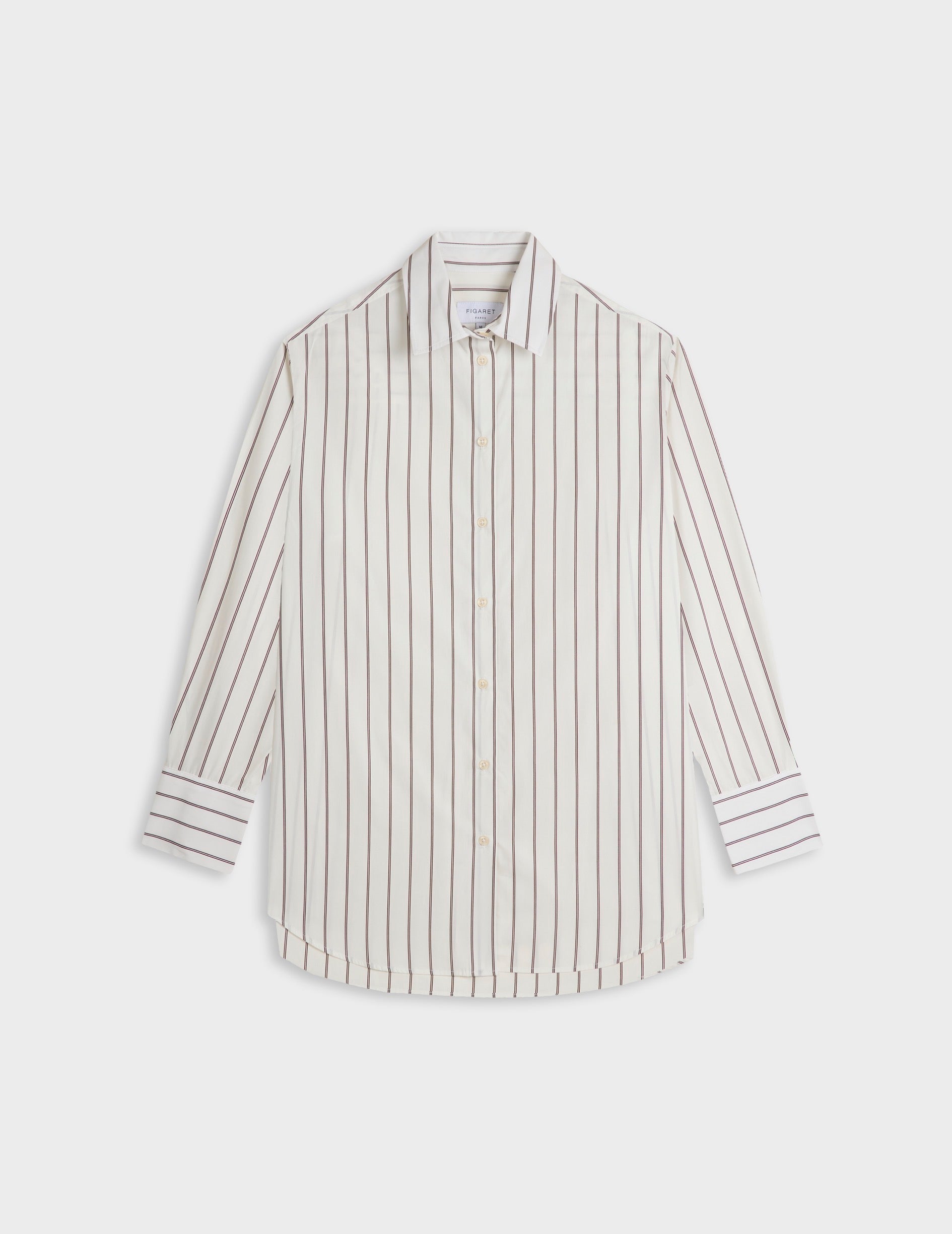 Brown striped Mathilde shirt - Poplin - Shirt Collar