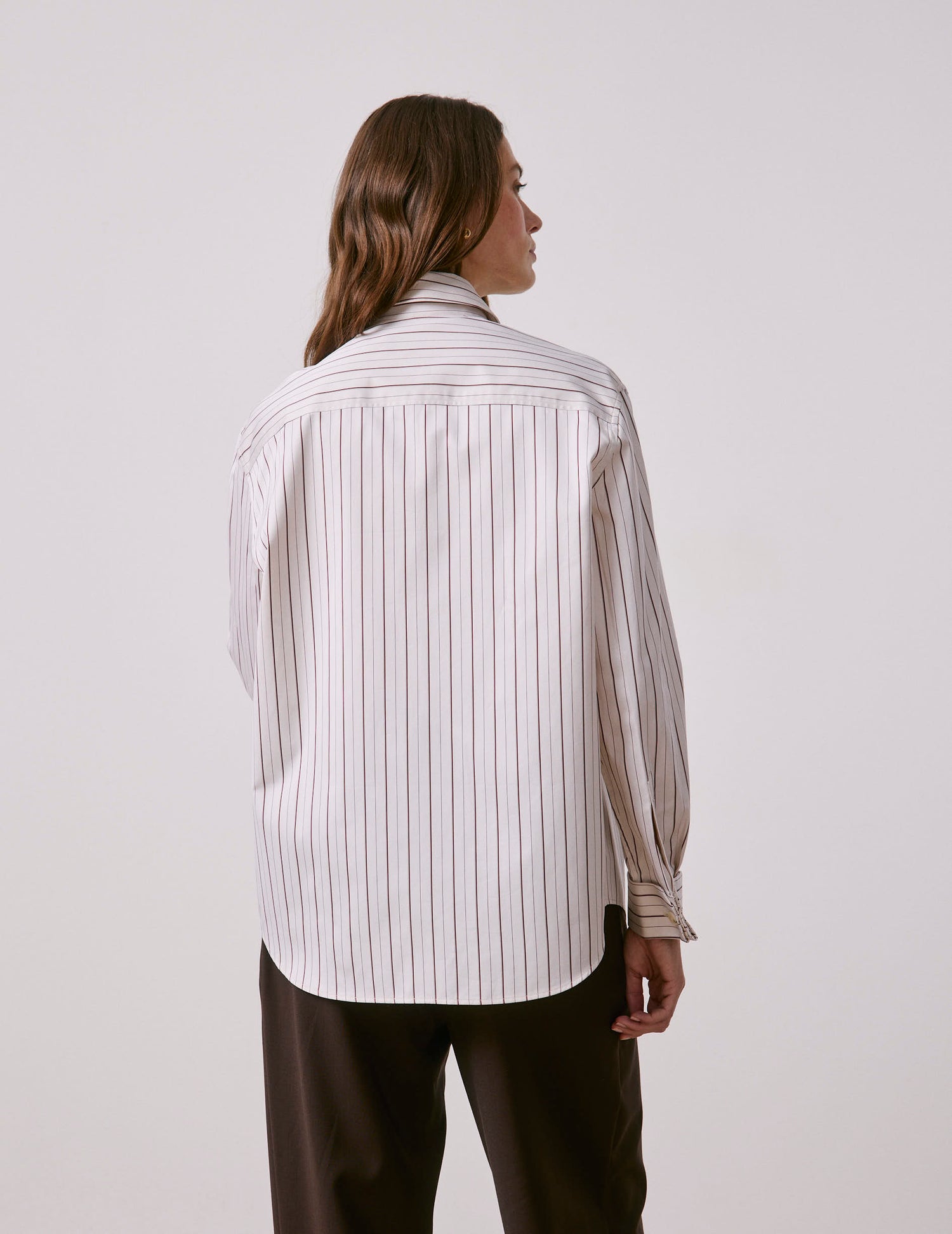 Brown striped Mathilde shirt - Poplin - Shirt Collar#2