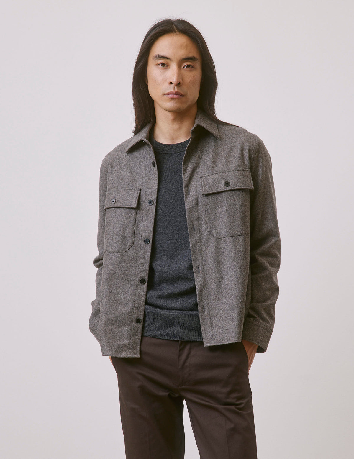 Taupe flannel Maxime overshirt