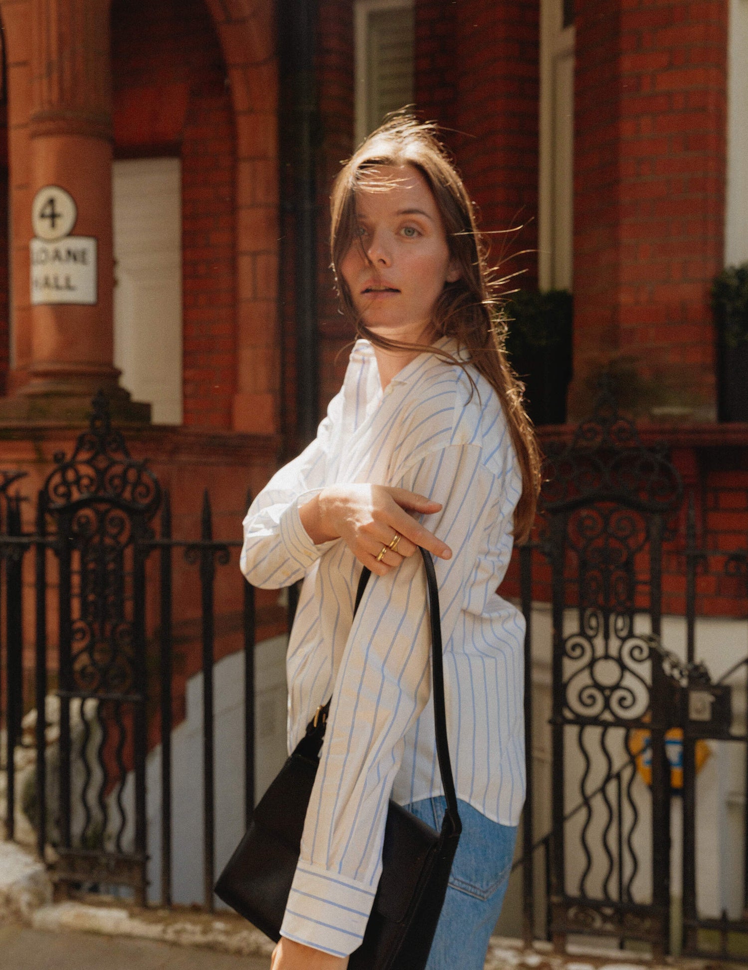 Light blue striped Mélinda shirt - Poplin - Italian Collar