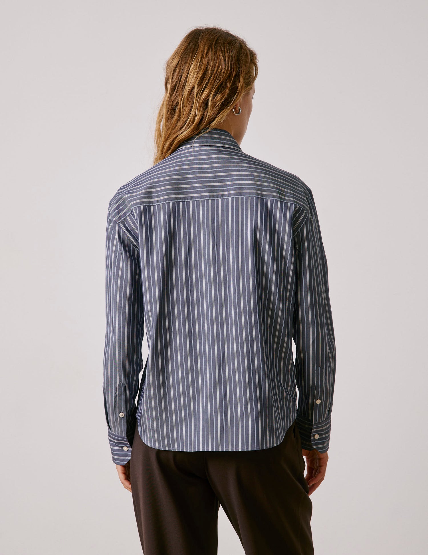 Navy striped Mélinda shirt - Silk - Italian Collar#2