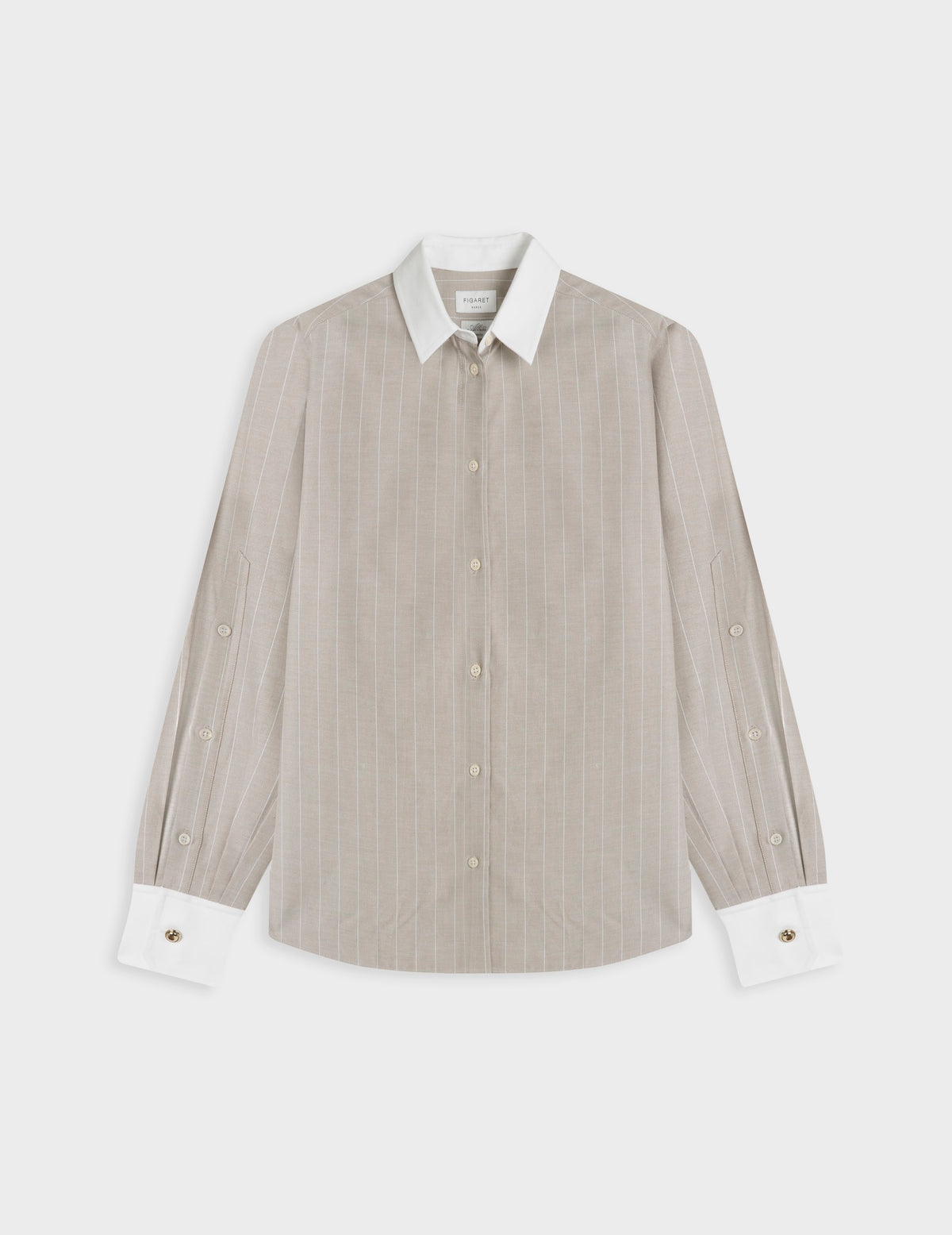 Beige striped Meryl shirt - Oxford - Shirt Collar#5