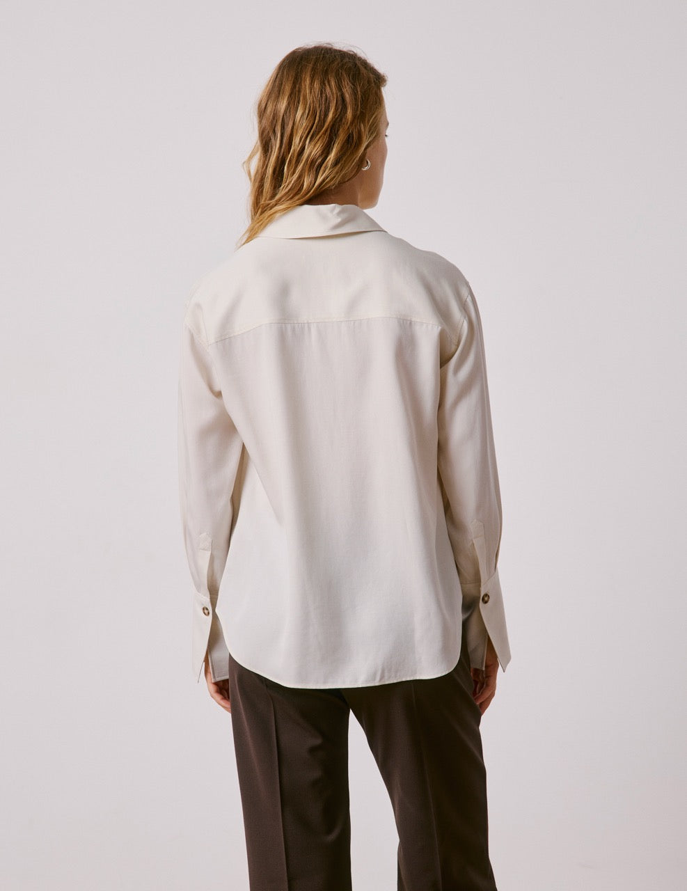 Beige lyocell Mila shirt - Lyocell - Shirt Collar#2