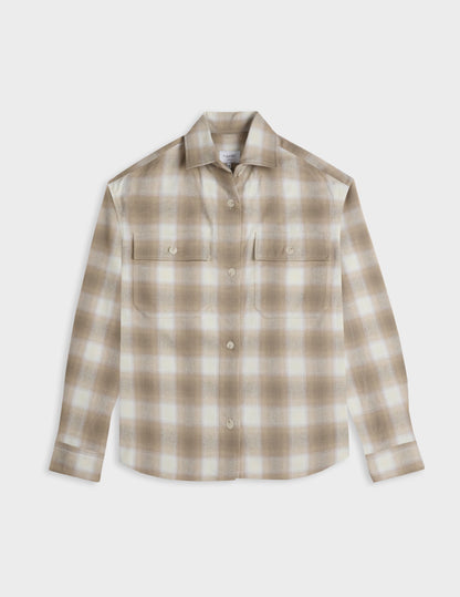 Beige check flannel Milena overshirt