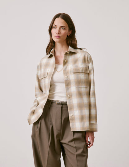 Beige check flannel Milena overshirt