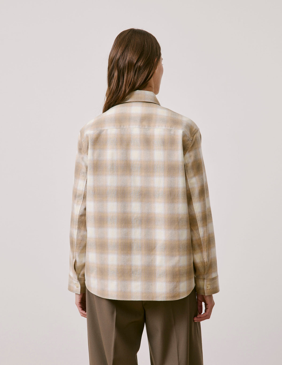 Beige check flannel Milena overshirt - Flannel - Shirt without collar stand Collar