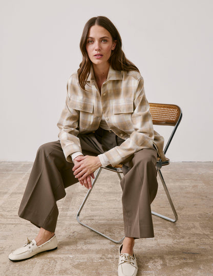 Beige check flannel Milena overshirt