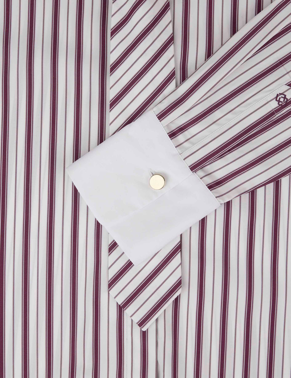 Burgundy striped Naéline shirt with removable tie - Poplin - Shirt Collar