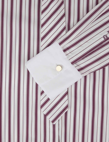 Burgundy striped Naéline shirt with removable tie