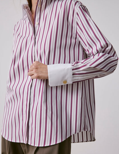 Burgundy striped Naéline shirt with removable tie