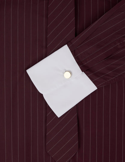Burgundy striped Naéline shirt with removable tie