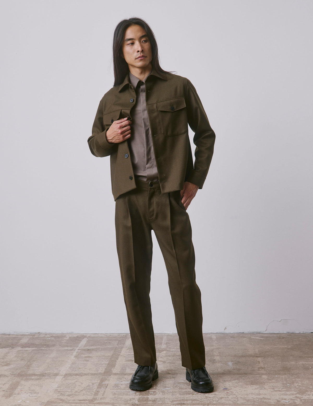 Khaki virgin wool Nataneo pants