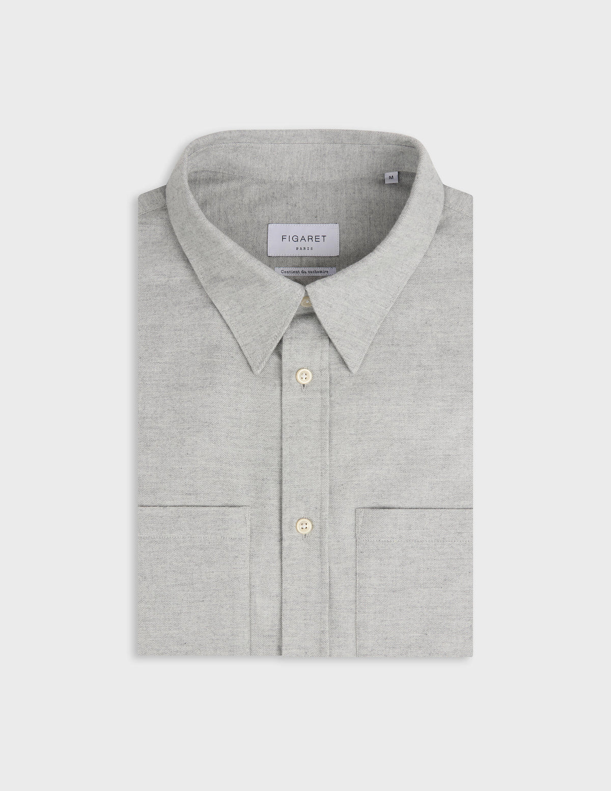 Light grey flannel and cashmere Néandro shirt - Flannel - Prodigious Collar