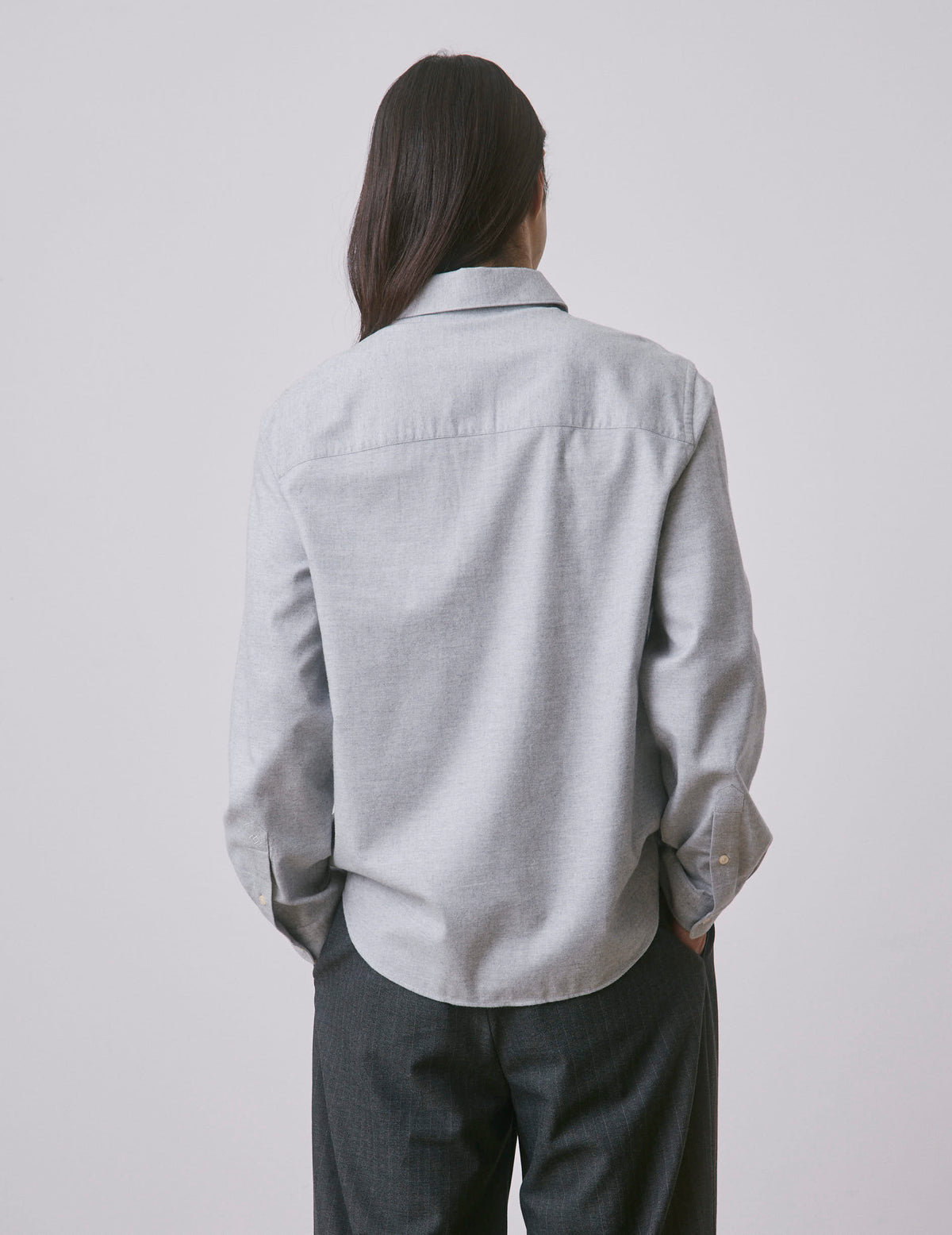 Light grey flannel and cashmere Néandro shirt - Flannel - Prodigious Collar#2