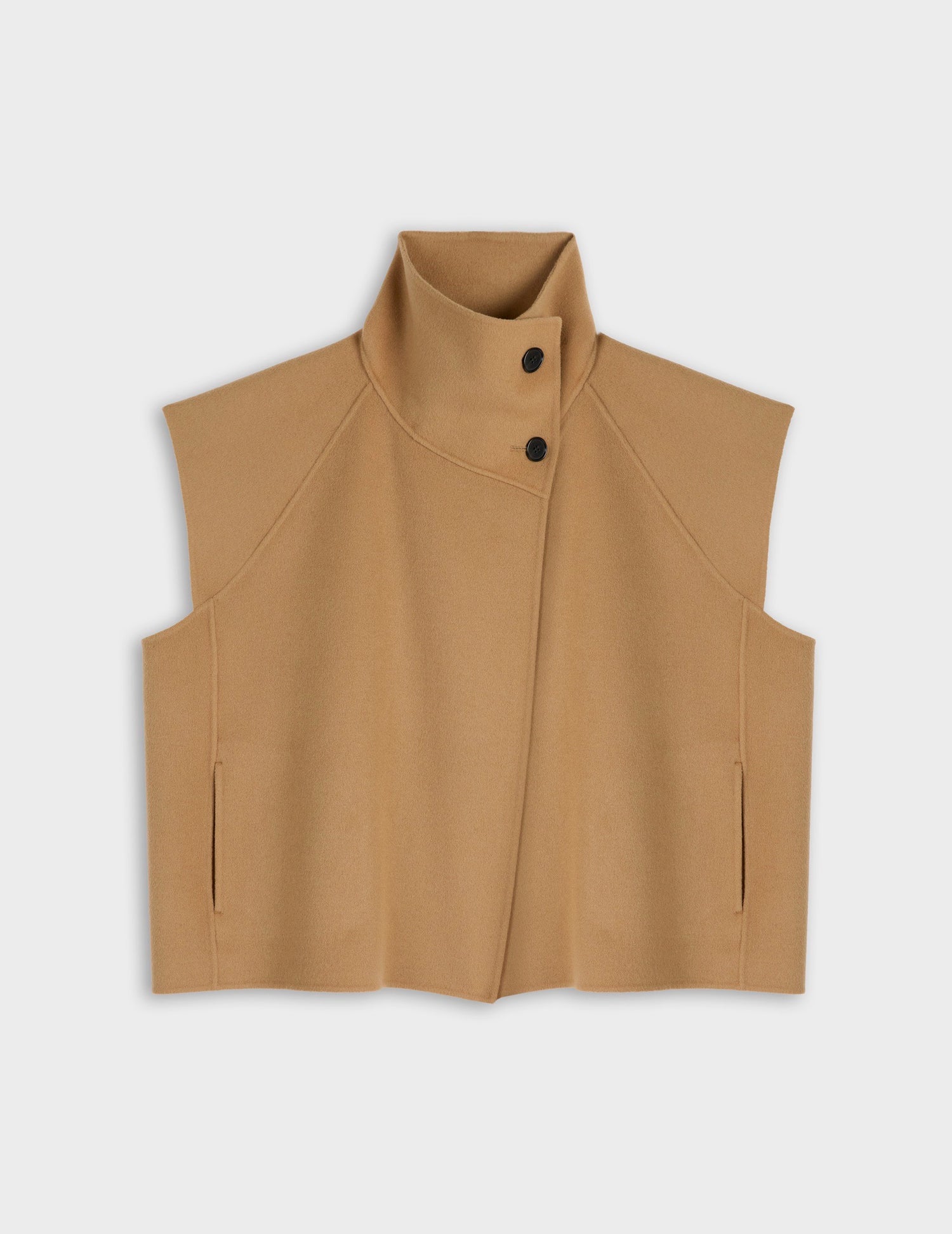 Beige merino wool sleeveless vest