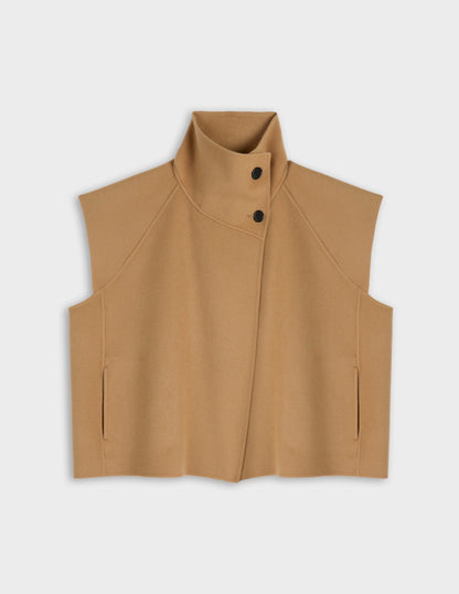 Beige merino wool sleeveless vest