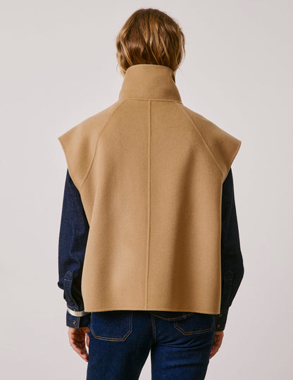 Beige merino wool sleeveless vest
