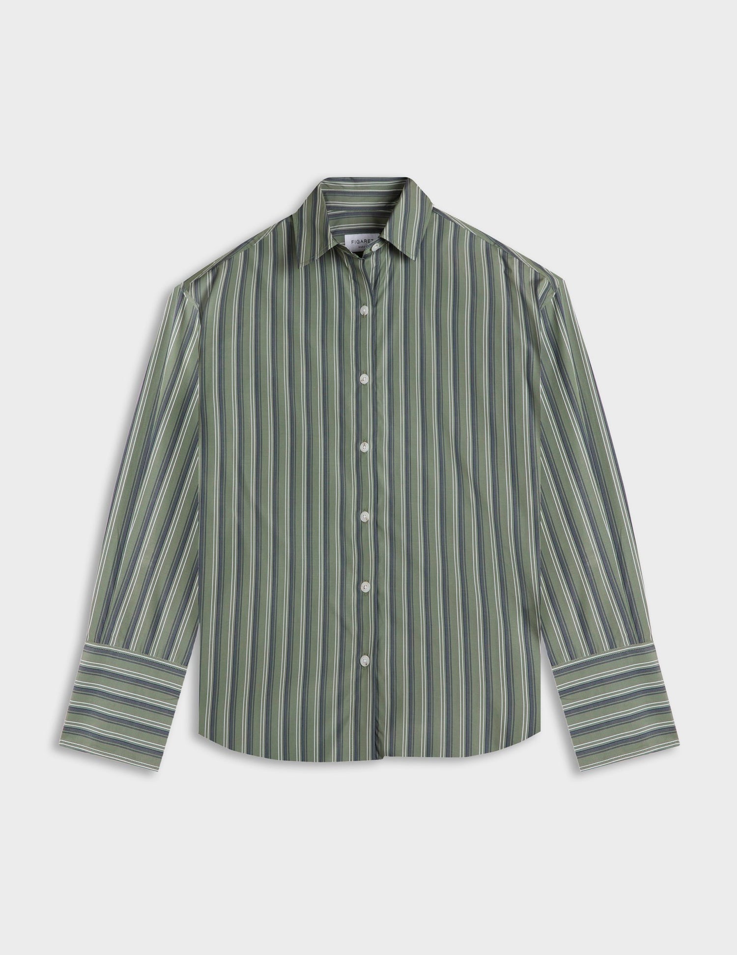Khaki striped Noliana shirt - Poplin - Shirt Collar#4