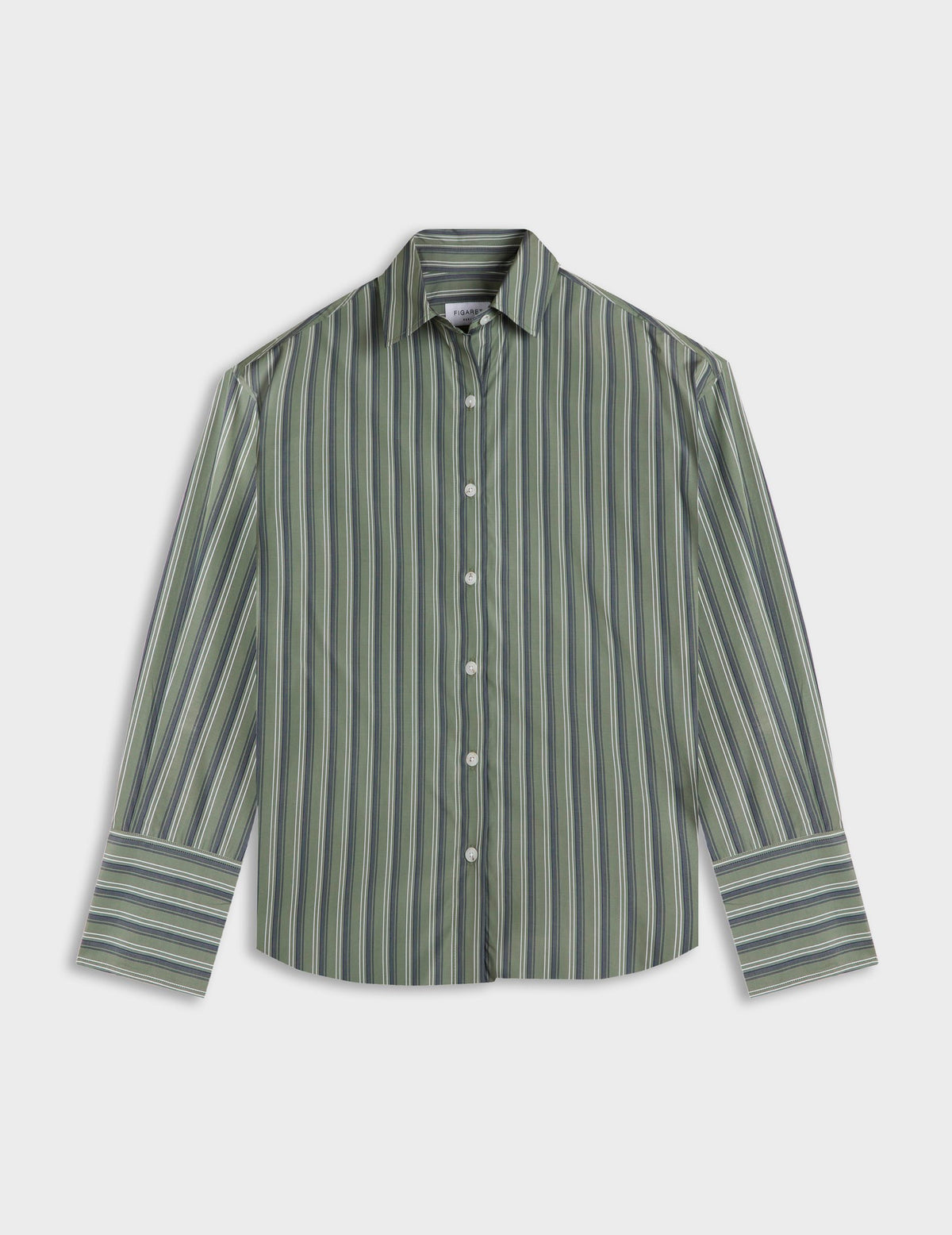 Khaki striped Noliana shirt - Poplin - Shirt Collar