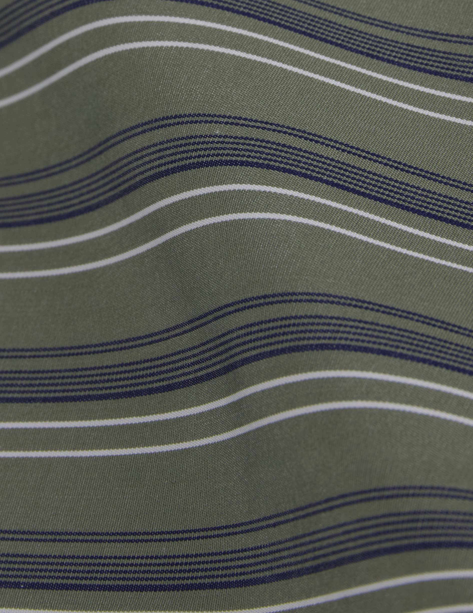 Khaki striped Noliana shirt - Poplin - Shirt Collar