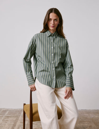 Khaki striped Noliana shirt