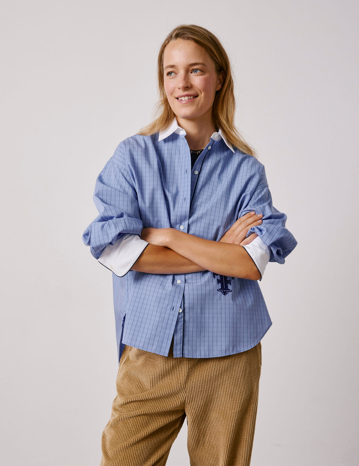 Blue check Nolita shirt - Poplin - Shirt Collar#4