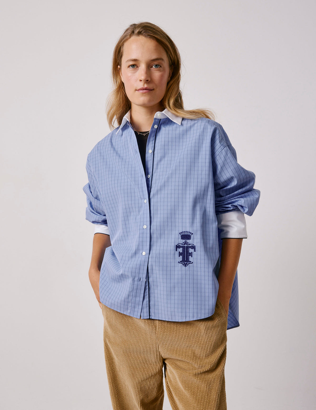 Blue check Nolita shirt - Poplin - Shirt Collar