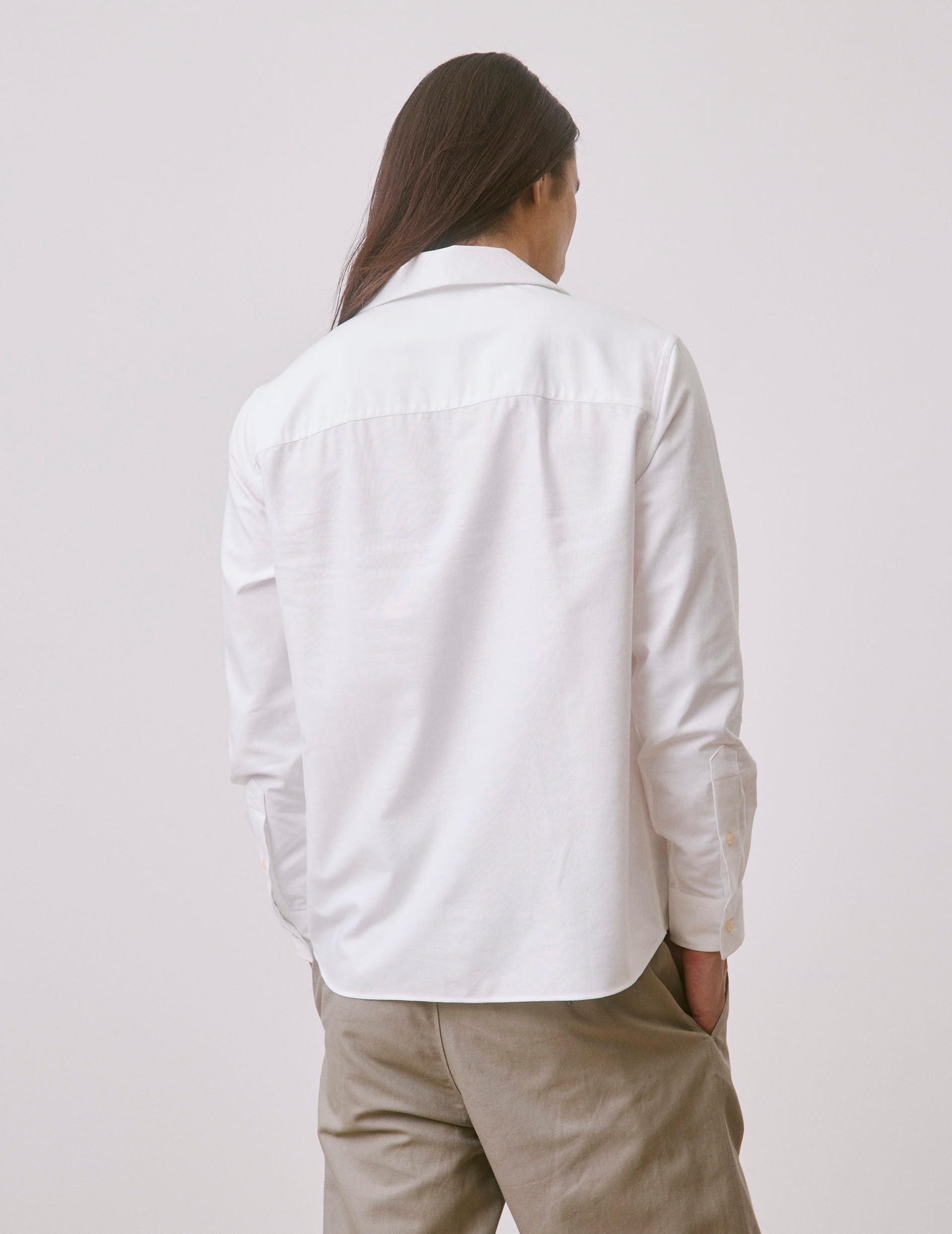 White Nylan shirt - Oxford - Cuban with bridle Collar