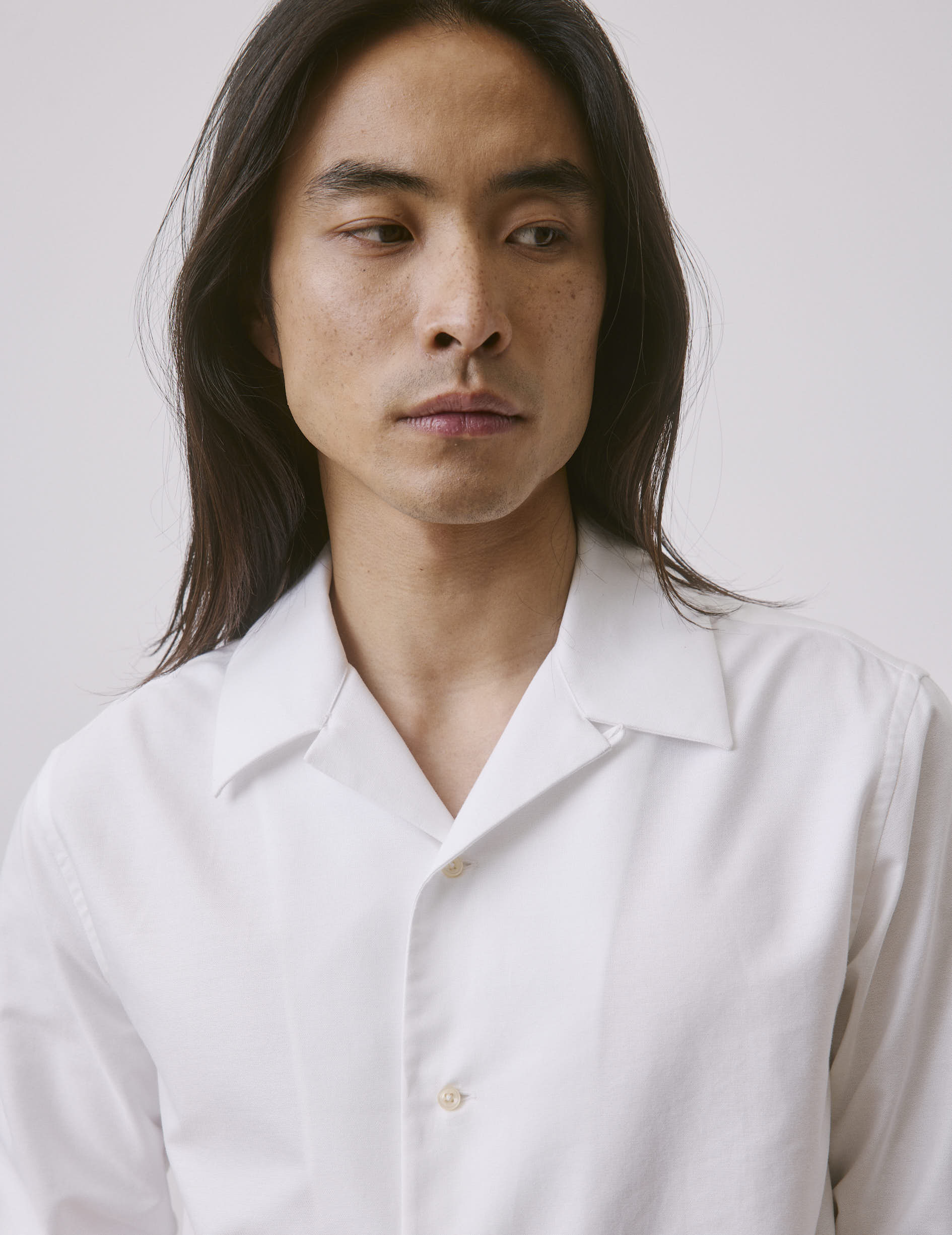 White Nylan shirt - Oxford - Cuban with bridle Collar