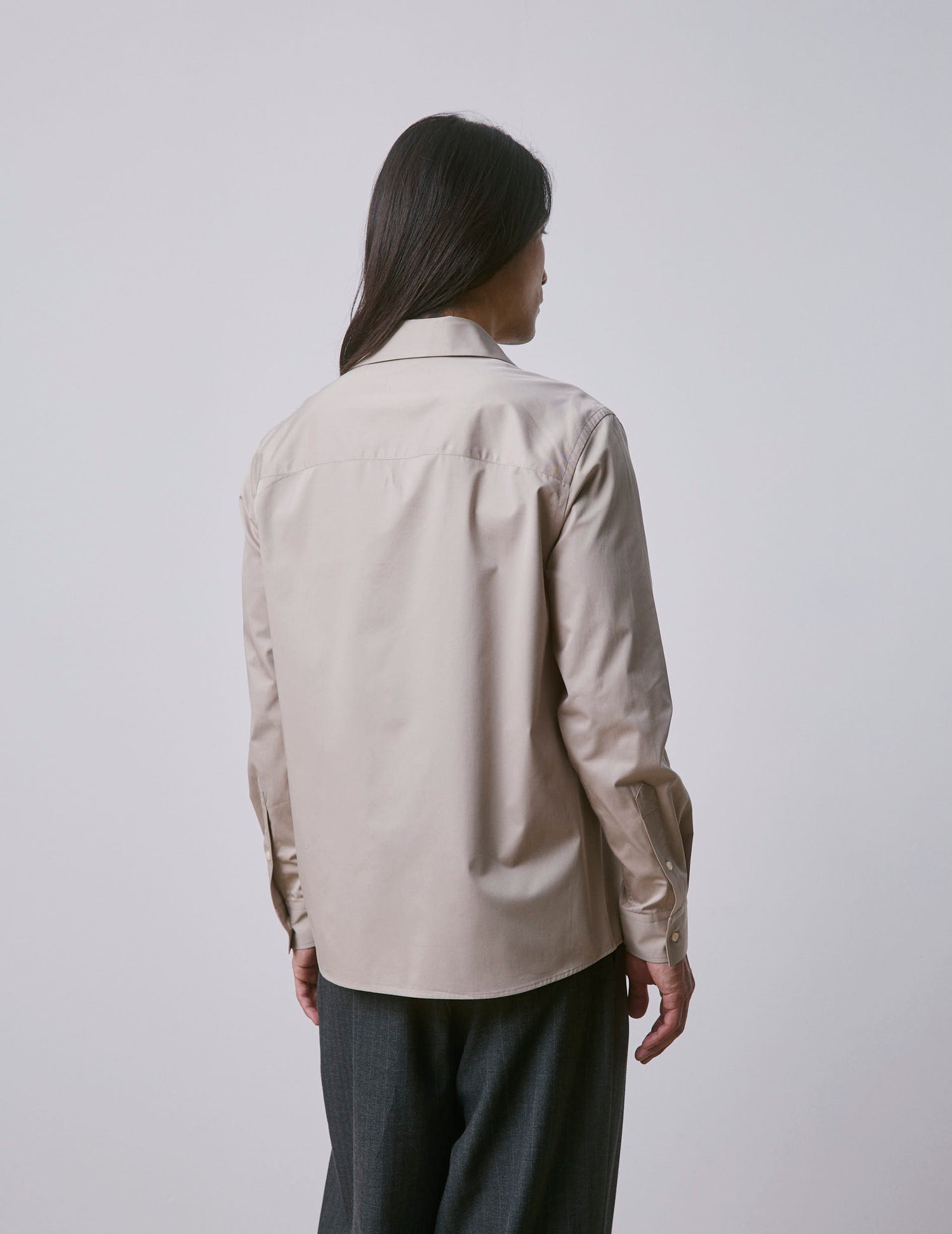 Beige Nylan shirt - Twill - Cuban with bridle Collar#2