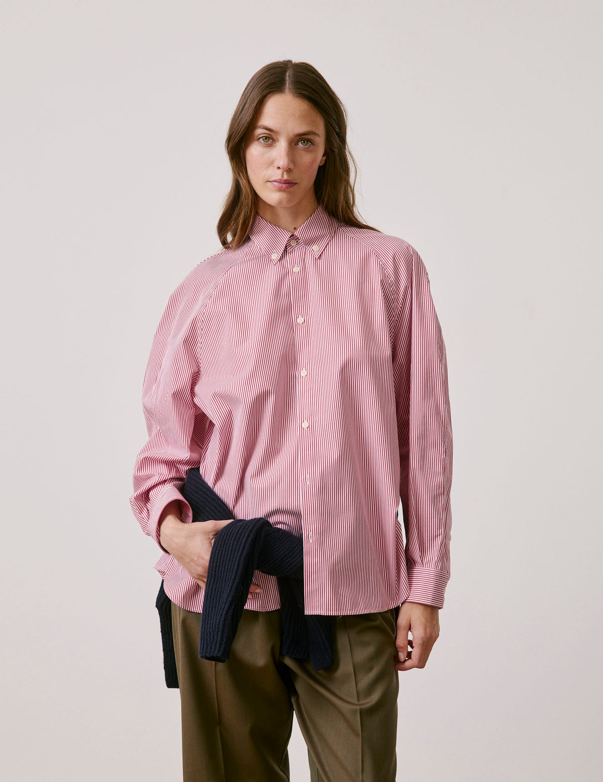Red striped oversized Paloma shirt - Poplin - American Collar#4