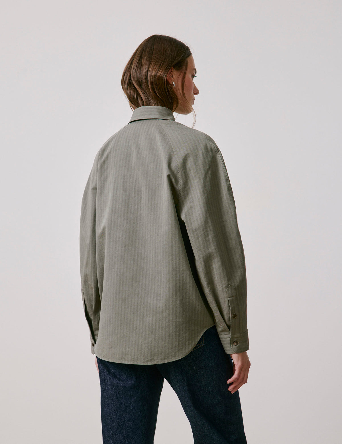 Khaki Pamela overshirt - Chevron - Shirt Collar#2