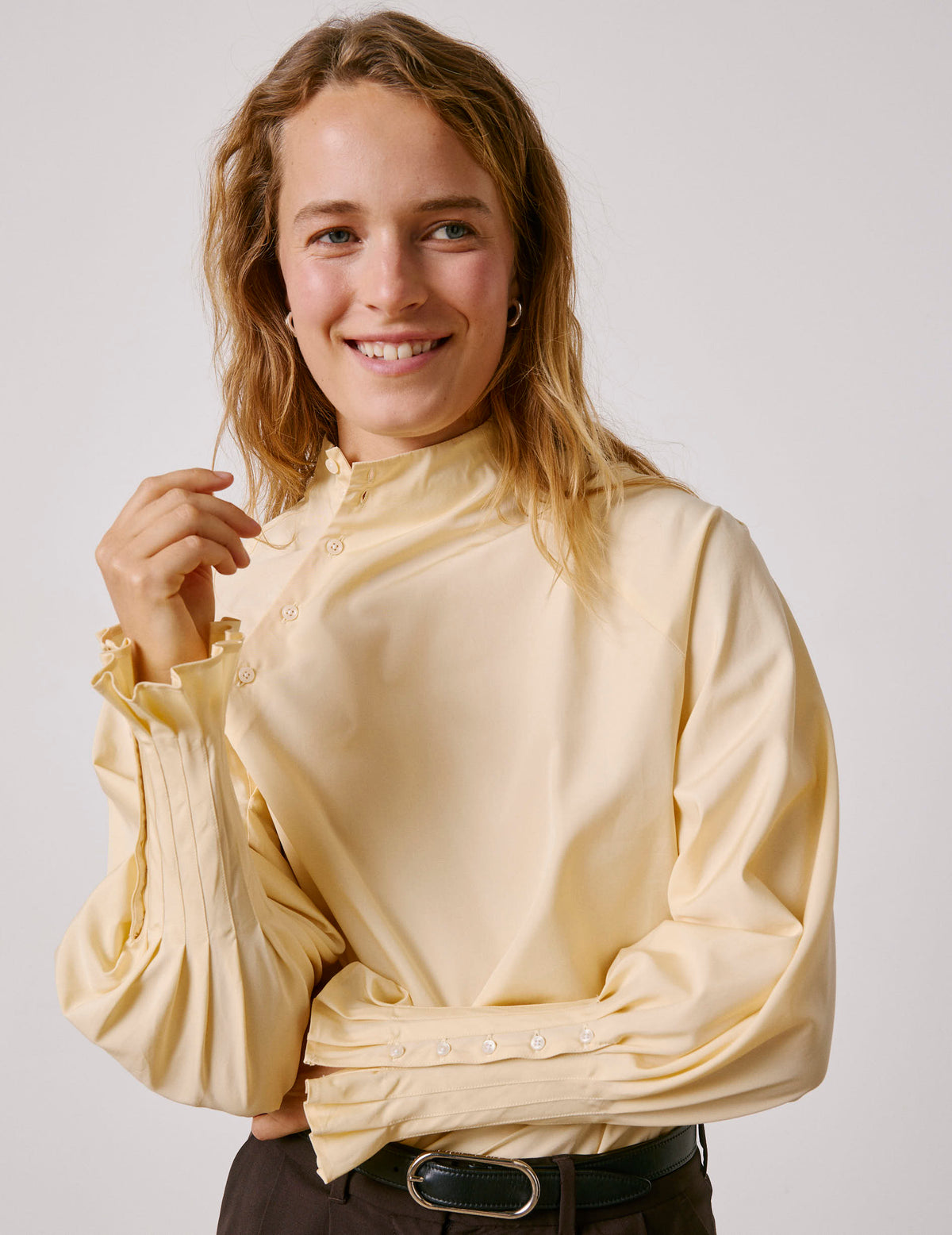 Yellow Paolina blouse - Poplin - Right amount Collar