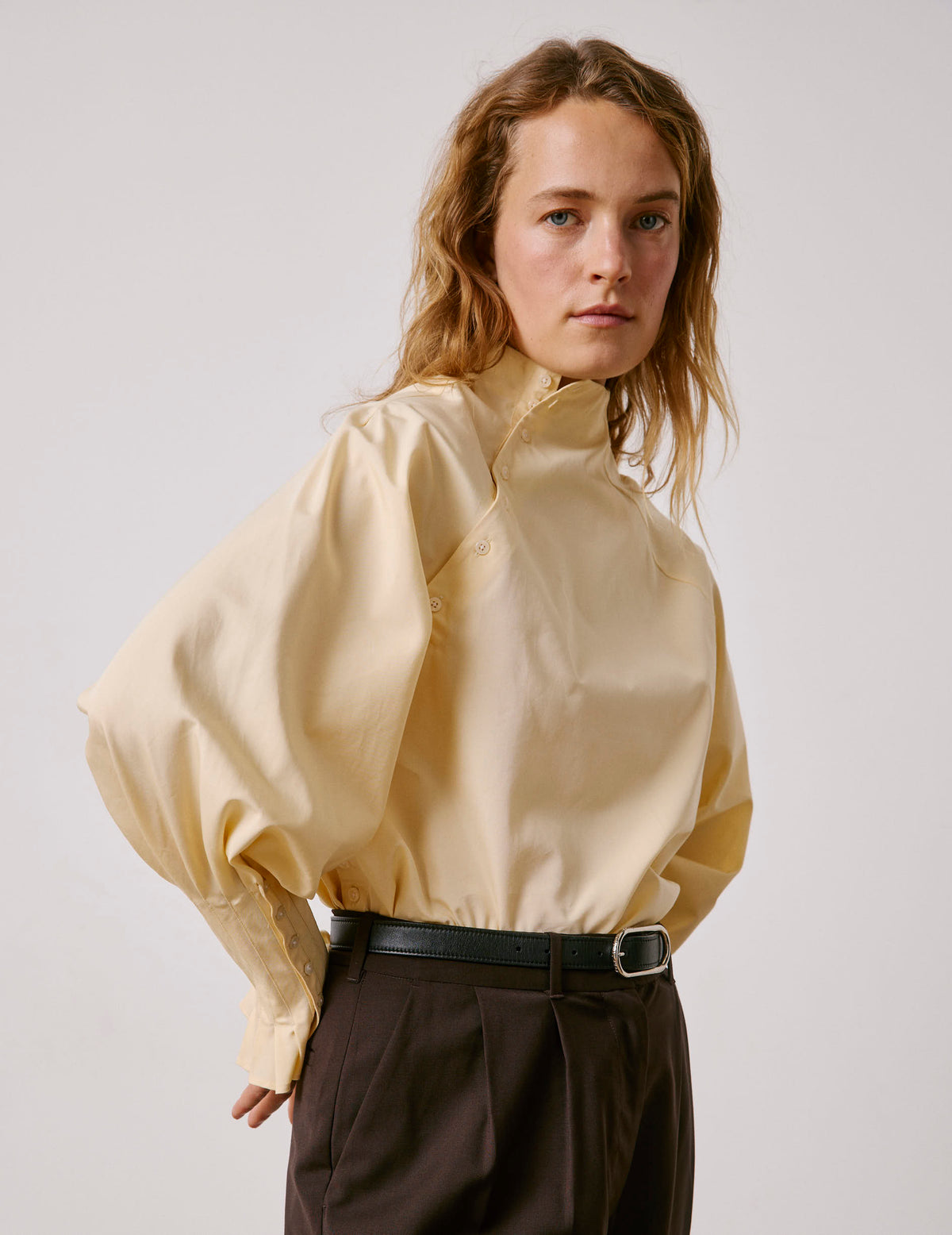 Yellow Paolina blouse - Poplin - Right amount Collar#5