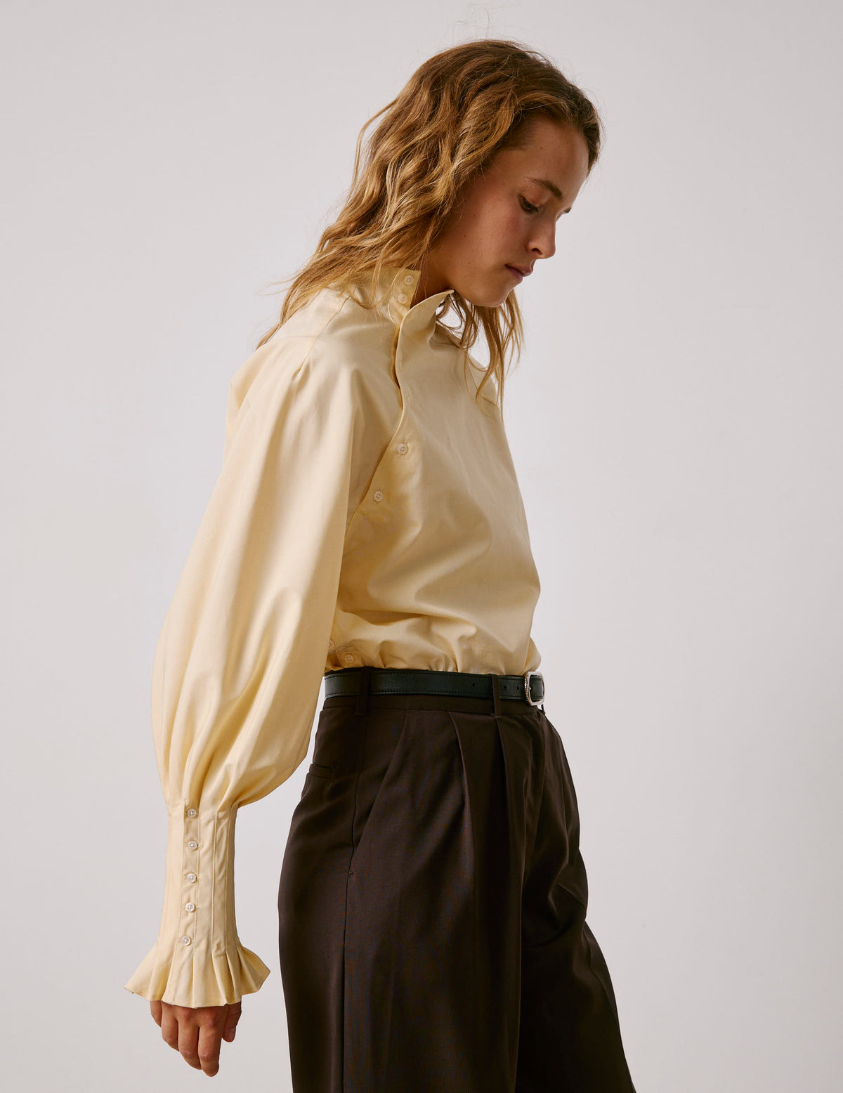 Yellow Paolina blouse - Poplin - Right amount Collar#3